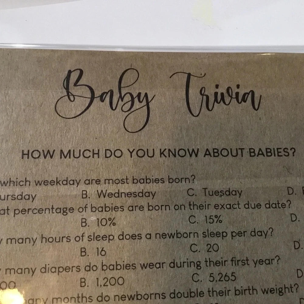 WOODAMORE Funny Baby Shower Games Gender Neutral - Baby Shower Bingo Game